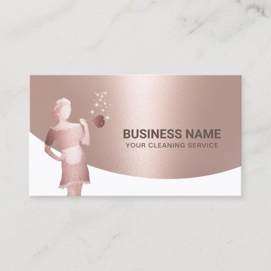 メイドハウスクリーニングサービスモダンバラ金ゴールド 名刺 (正面)