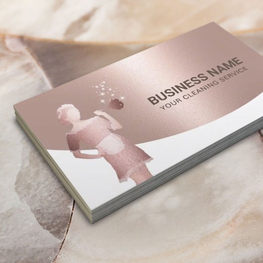 メイドハウスクリーニングサービスモダンバラ金ゴールド 名刺