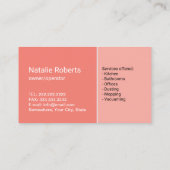 メイドハウスクリーニングサービスレトロピンク 名刺 (裏面)