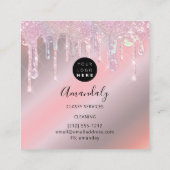 メイドハウスクリーニングサービスロゴが紫ドリップス スクエア名刺 (裏面)