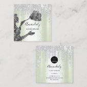 メイドハウスクリーニングサービスロゴグレードリップスミント スクエア名刺 (正面/裏面)