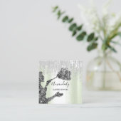 メイドハウスクリーニングサービスロゴグレードリップスミント スクエア名刺 (スタンド正面)