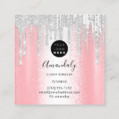 メイドハウスクリーニングサービスロゴグレードリップティール（緑がかった色） スクエア名刺 (裏面)