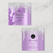 メイドハウスクリーニングサービスロゴグレードリップパープル スクエア名刺 (正面/裏面)