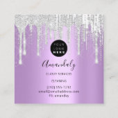 メイドハウスクリーニングサービスロゴグレードリップパープル スクエア名刺 (裏面)