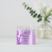 メイドハウスクリーニングサービスロゴグレードリップパープル スクエア名刺 (スタンド正面)