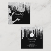 メイドハウスクリーニングサービスロゴグレードリップブラック スクエア名刺 (正面/裏面)