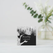 メイドハウスクリーニングサービスロゴグレードリップブラック スクエア名刺 (スタンド正面)