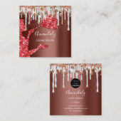 メイドハウスクリーニングサービスロゴグレードリップレッド スクエア名刺 (正面/裏面)