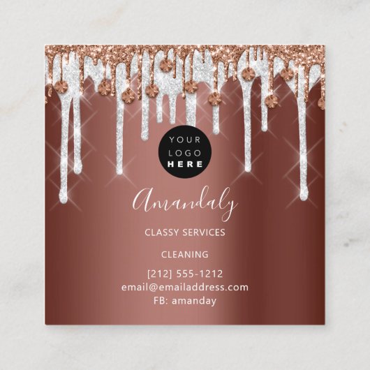 メイドハウスクリーニングサービスロゴグレードリップレッド スクエア名刺 (裏面)