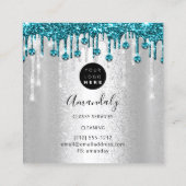 メイドハウスクリーニングサービスロゴシルバーダイヤモンド スクエア名刺 (裏面)