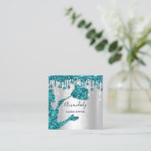 メイドハウスクリーニングサービスロゴシルバーダイヤモンド スクエア名刺 (スタンド正面)