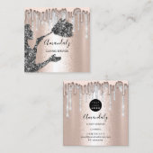 メイドハウスクリーニングサービスロゴシルバードリップグレー スクエア名刺 (正面/裏面)