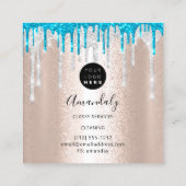 メイドハウスクリーニングサービスロゴシルバードリップピンク スクエア名刺 (裏面)