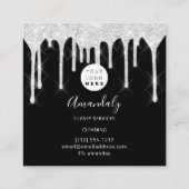 メイドハウスクリーニングサービスロゴシルバードリップ スクエア名刺 (裏面)