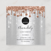 メイドハウスクリーニングサービスロゴシルバーバラ金ゴールド スクエア名刺 (裏面)