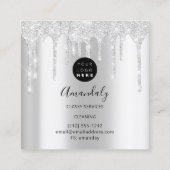 メイドハウスクリーニングサービスロゴシルバーピンクグレー スクエア名刺 (裏面)