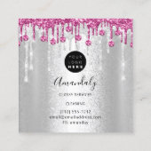 メイドハウスクリーニングサービスロゴシルバーピンクグレー スクエア名刺 (裏面)