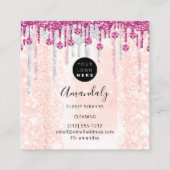 メイドハウスクリーニングサービスロゴシルバーピンクルクス スクエア名刺 (裏面)