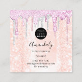 メイドハウスクリーニングサービスロゴシルバーピンク スクエア名刺 (裏面)