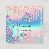 メイドハウスクリーニングサービスロゴドライグラデーションプ スクエア名刺 (正面)