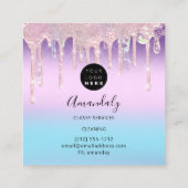 メイドハウスクリーニングサービスロゴドライグラデーションプ スクエア名刺 (裏面)