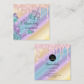 メイドハウスクリーニングサービスロゴドリップグリッター スクエア名刺 (正面/裏面)