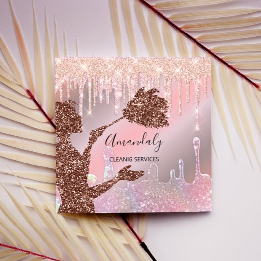 メイドハウスクリーニングサービスロゴドリップスバラGlam スクエア名刺