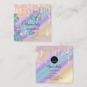 メイドハウスクリーニングサービスロゴドリップホログラフ スクエア名刺 (正面/裏面)