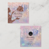 メイドハウスクリーニングサービスロゴドリップホログラフ スクエア名刺 (正面/裏面)