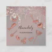 メイドハウスクリーニングサービスロゴバラドリップグラデーション スクエア名刺 (正面)