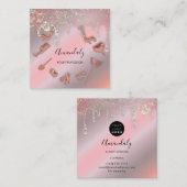 メイドハウスクリーニングサービスロゴバラドリップユニーク スクエア名刺 (正面/裏面)