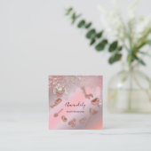 メイドハウスクリーニングサービスロゴバラドリップユニーク スクエア名刺 (スタンド正面)