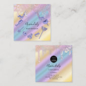 メイドハウスクリーニングサービスロゴパープルドリップ スクエア名刺 (正面/裏面)