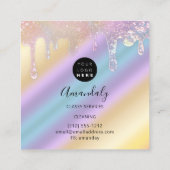 メイドハウスクリーニングサービスロゴパープルドリップ スクエア名刺 (裏面)