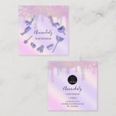 メイドハウスクリーニングサービスロゴパープルパステル スクエア名刺 (正面/裏面)