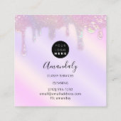 メイドハウスクリーニングサービスロゴパープルパステル スクエア名刺 (裏面)