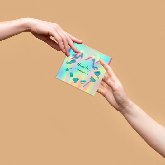 メイドハウスクリーニングサービスロゴホログラフ スクエア名刺