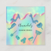 メイドハウスクリーニングサービスロゴホログラフ スクエア名刺 (正面)