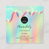 メイドハウスクリーニングサービスロゴホログラフ スクエア名刺 (裏面)