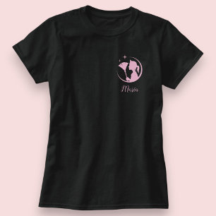 メイドハウスクリーニング黒ピンクスパークルビジネス Tシャツ
