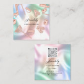 メイドハウス清掃オフィスサービスロゴホログラフ スクエア名刺 (正面/裏面)