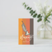 メイドハウス清掃サービスレトロ電気掃除機 名刺 (スタンド正面)