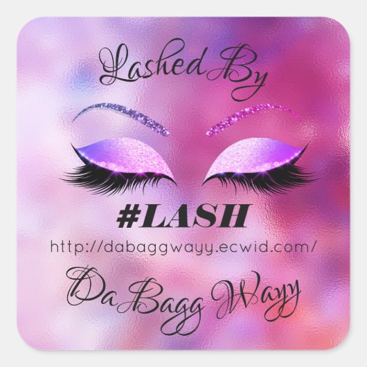 メイドバイグリッターまつげ美しいバラ赤面メイクアップ スクエアシール (正面)