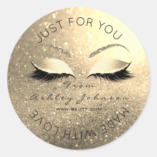 メイドバイグリッターまばたき美しいグラデーション金ゴールドメイク ラウンドシール (正面)