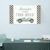 メイドフォースピードブルーレースカー4thバースデーバナー 横断幕 (トレードショー)