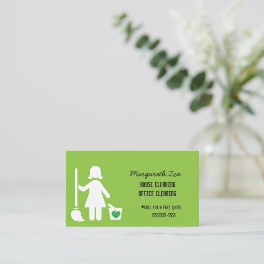 メイドプリントハウス&オフィスクリーニングおもしろい 名刺 (スタンド正面)