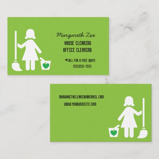 メイドプリントハウス&オフィスクリーニングおもしろい 名刺 (正面/裏面)