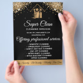 メイドモダンクリーニングハウスきらめく金ゴールドグリッター チラシ (手)