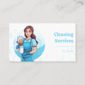 メイドユニーククリーニングサービスバブルイラストレーション 名刺 (正面)